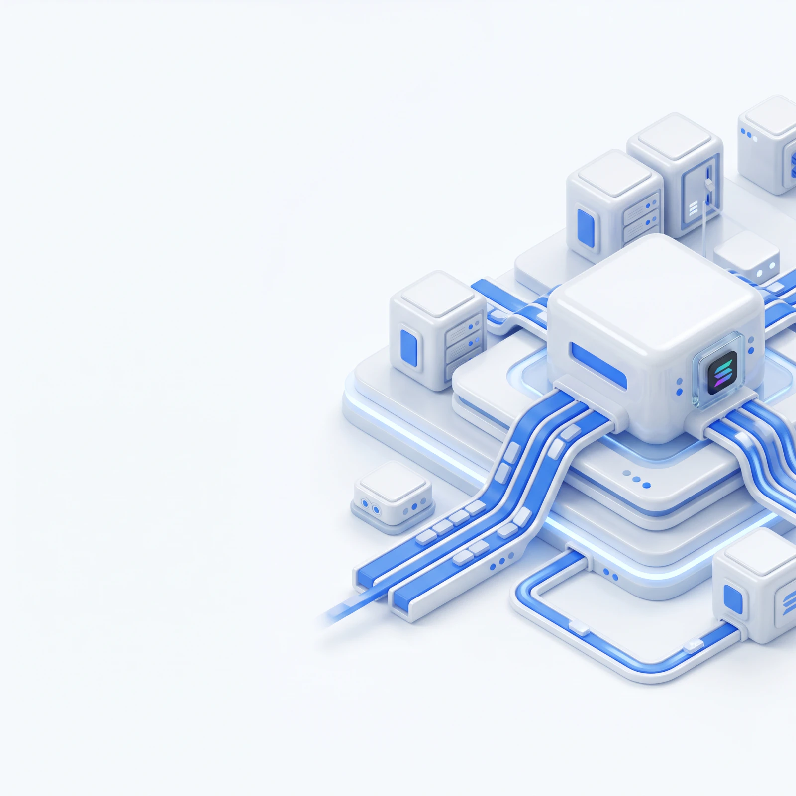 Isometric illustration of Solana shred data streaming through GetBlock infrastructure